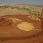 Aerial view of Ground clearing for construction of Redstone CSP Tower