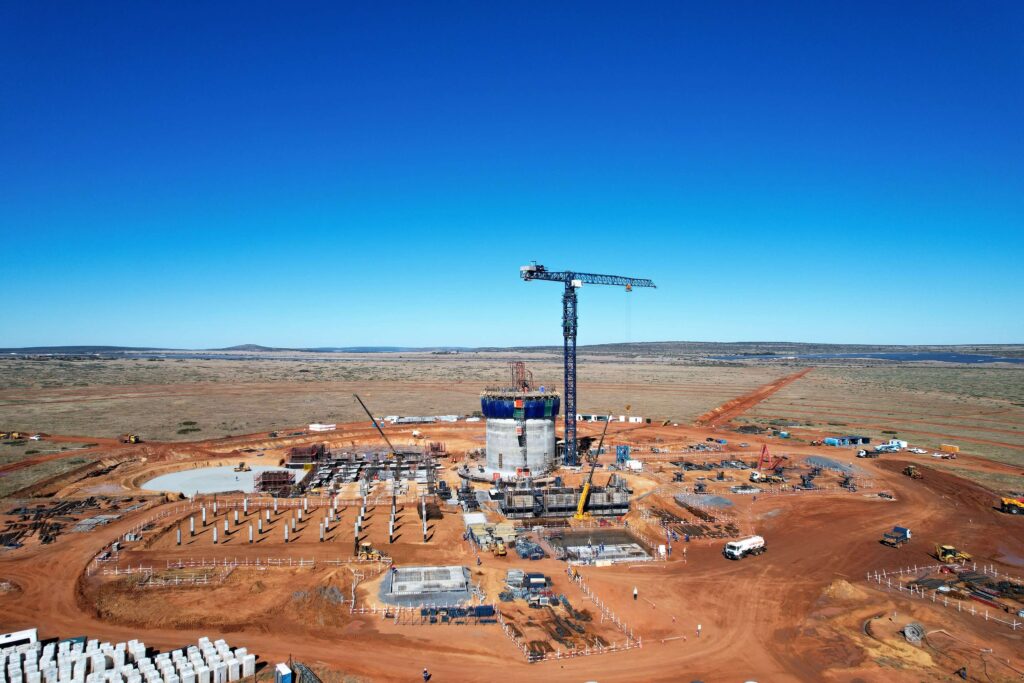 Aerial view of Redstone CSP Plant development underway